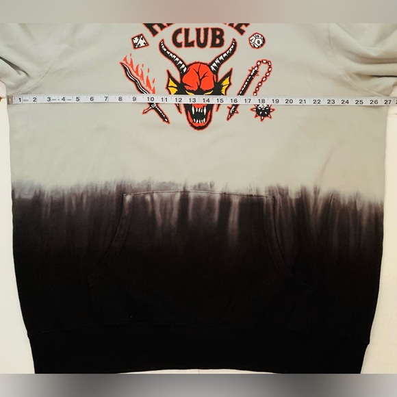 Stranger Things XL (46/48) Men's Hellfire Club Pullover Hoodie Grey Black - Picture 7 of 10